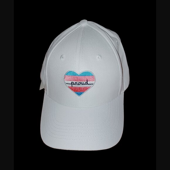The Phluid Project White Cotton Pride Proud Rainbow Heart Adjustable Dad Hat - Picture 1 of 7